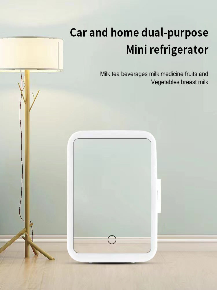 4L Electric Cooler Box Dual-Purpose Hot And Cold Mini Portable Refrigerator For Home And Car With Mirror Led Light Beauty