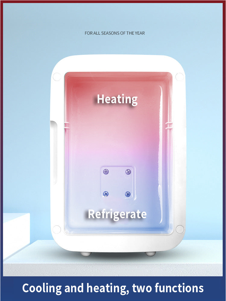 4L Electric Cooler Box Dual-Purpose Hot And Cold Mini Portable Refrigerator For Home And Car With Mirror Led Light Beauty