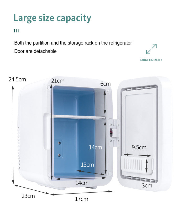 4L Electric Cooler Box Dual-Purpose Hot And Cold Mini Portable Refrigerator For Home And Car With Mirror Led Light Beauty