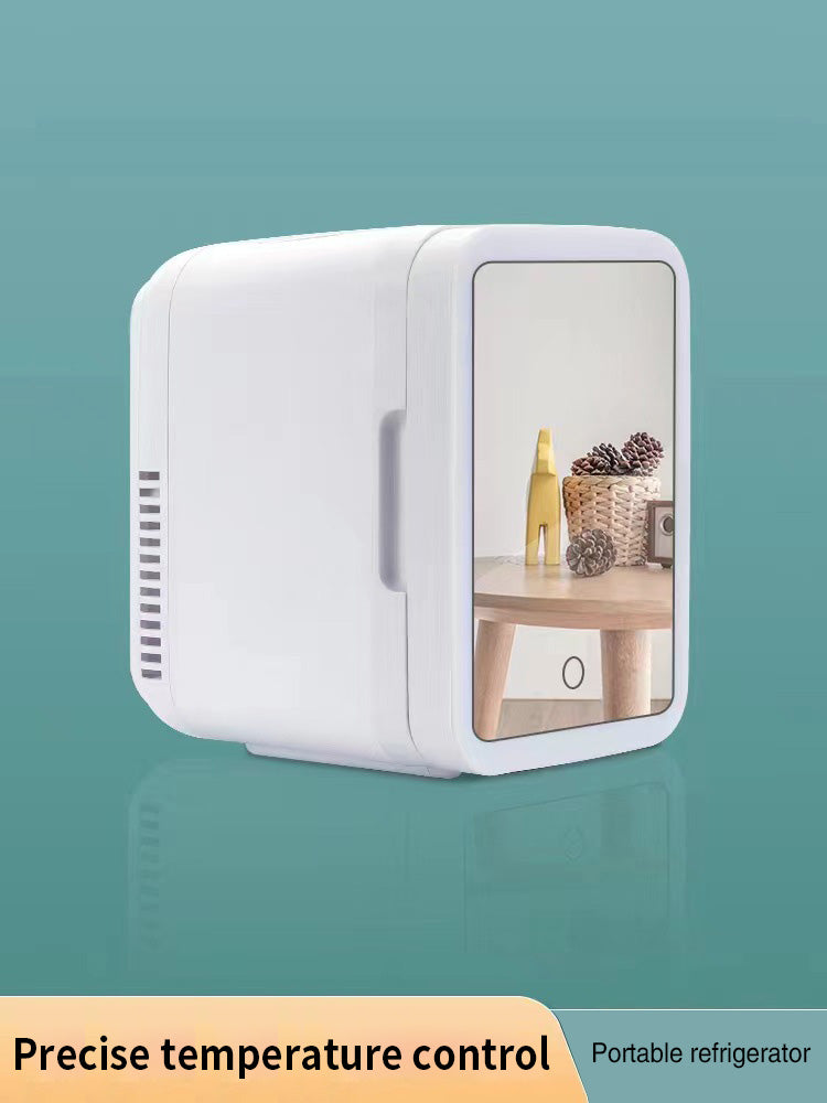 4L Electric Cooler Box Dual-Purpose Hot And Cold Mini Portable Refrigerator For Home And Car With Mirror Led Light Beauty