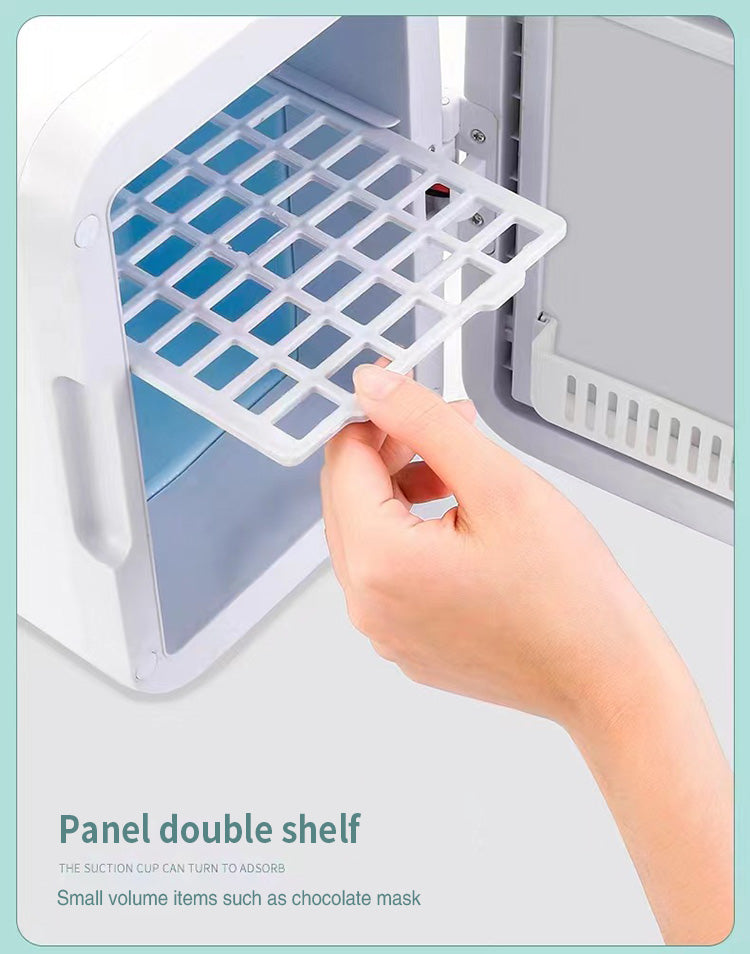 4L Electric Cooler Box Dual-Purpose Hot And Cold Mini Portable Refrigerator For Home And Car With Mirror Led Light Beauty