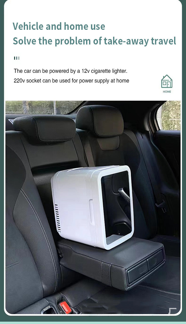 4L Electric Cooler Box Dual-Purpose Hot And Cold Mini Portable Refrigerator For Home And Car With Mirror Led Light Beauty