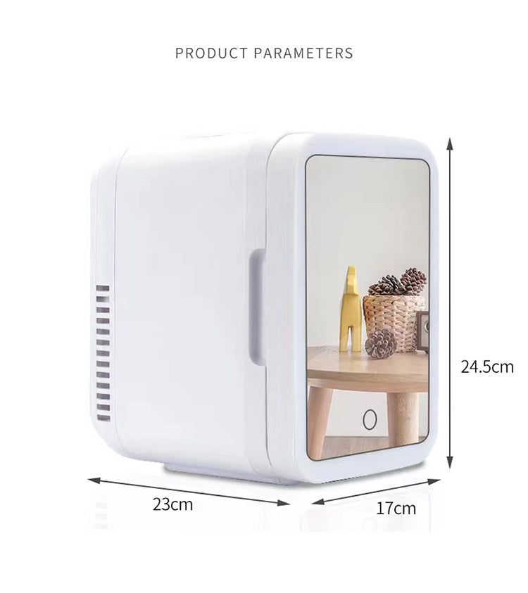 4L Electric Cooler Box Dual-Purpose Hot And Cold Mini Portable Refrigerator For Home And Car With Mirror Led Light Beauty