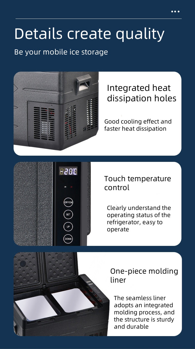 35L Horizontal Large Capacity Portable Refrigerator Temperature Control Digital Display 12v Fridge Freezer Car and Home Dual-use
