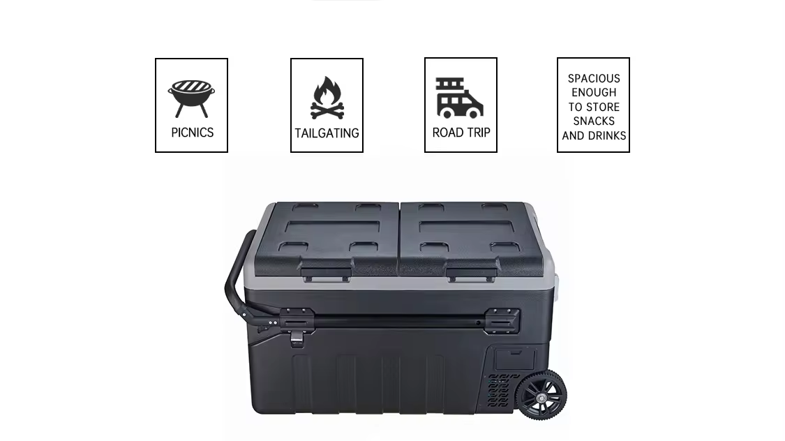 Dropshipping Product Fridge With Wheels Freezer Box Dual Temperature And Dual Control Picnic Camping Dc 12V/24V AC100-240V 65W