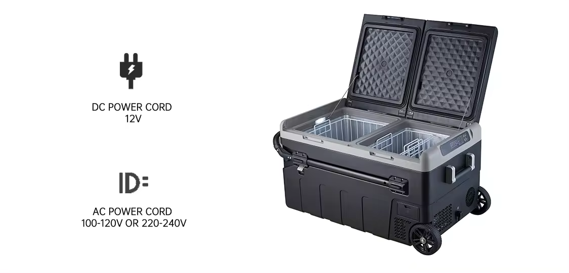 Dropshipping Product Fridge With Wheels Freezer Box Dual Temperature And Dual Control Picnic Camping Dc 12V/24V AC100-240V 65W