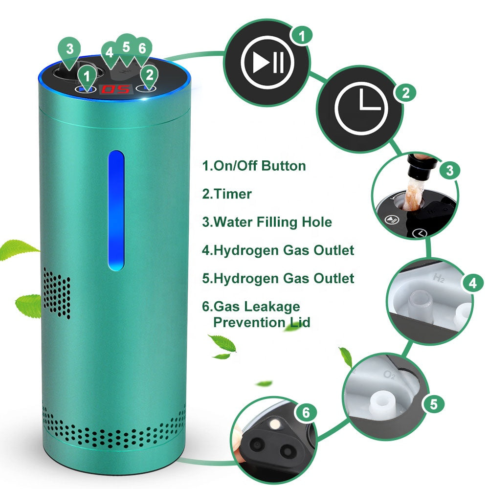 Portable Hydrogen Machine for Inhalation and Hydrogen Water, 160ml/min H2 Generator Inhaler SPE PEM Ionizer
