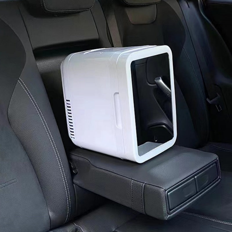 4L Electric Cooler Box Dual-Purpose Hot And Cold Mini Portable Refrigerator For Home And Car With Mirror Led Light Beauty