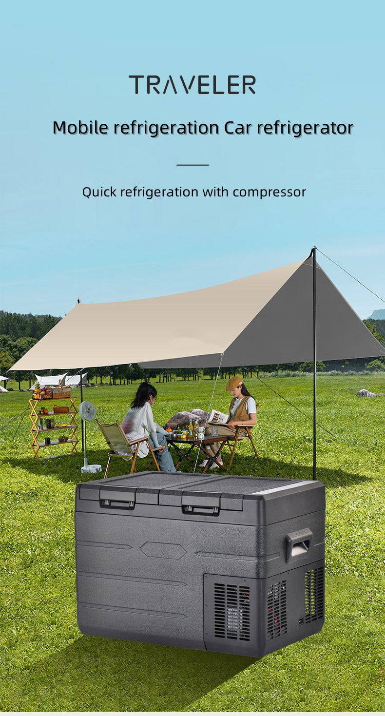 35L Horizontal Large Capacity Portable Refrigerator Temperature Control Digital Display 12v Fridge Freezer Car and Home Dual-use