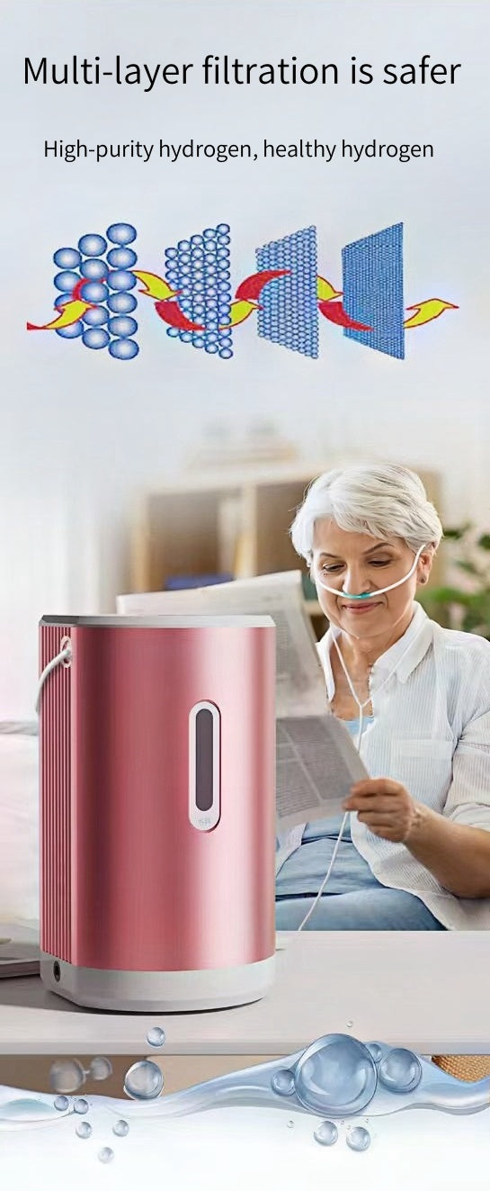 Portable Intelligent Hydrogen and Oxygen Generator 225ml Hydrogen Breathing Machine with Dual Outlet Gas Regulator