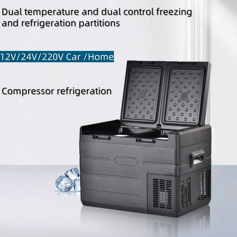 35L Horizontal Large Capacity Portable Refrigerator Temperature Control Digital Display 12v Fridge Freezer Car and Home Dual-use