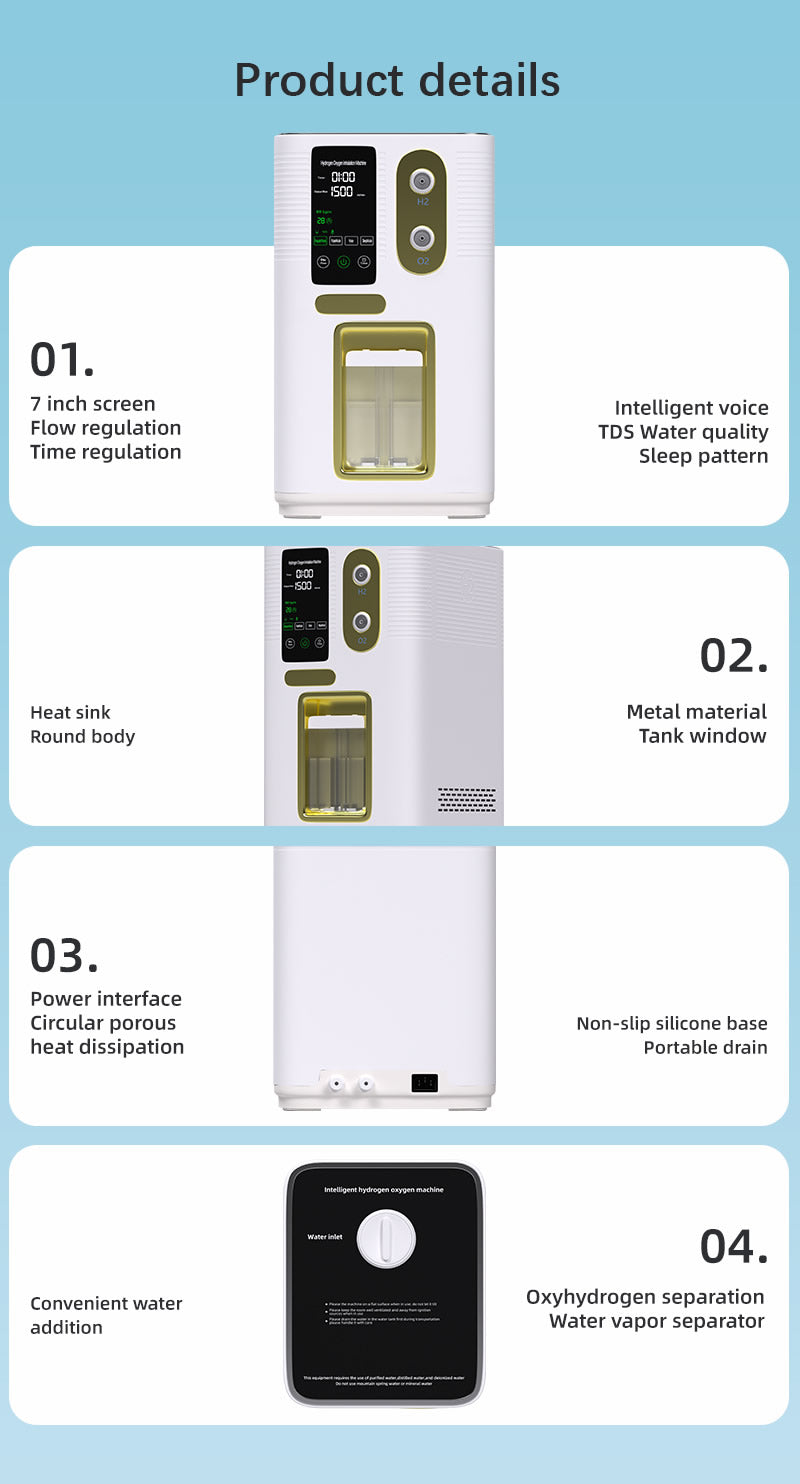 Electrolysis Water Hydrogen Generator H2 Inhaler Breathing Inhalation Machine 1500ml/3000ml