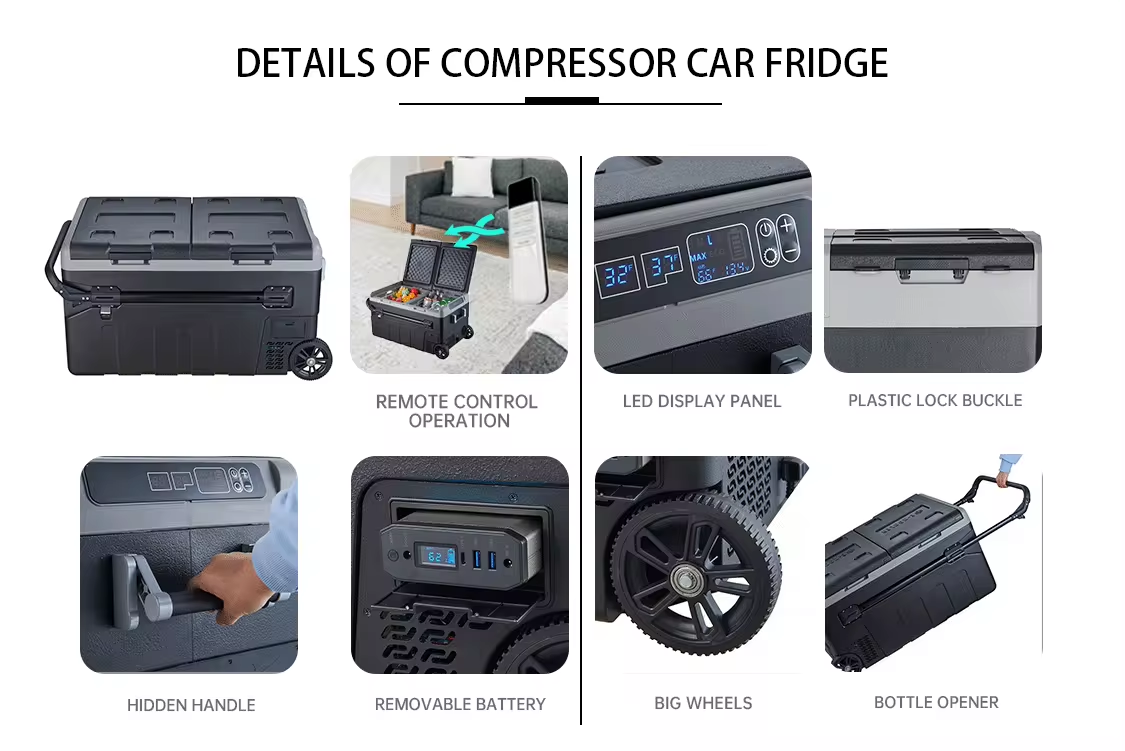 Dropshipping Product Fridge With Wheels Freezer Box Dual Temperature And Dual Control Picnic Camping Dc 12V/24V AC100-240V 65W