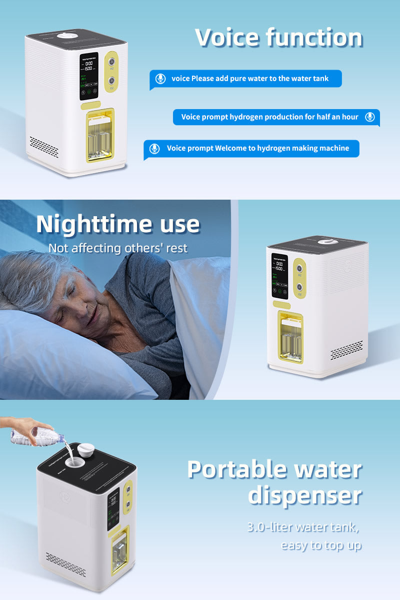 Electrolysis Water Hydrogen Generator H2 Inhaler Breathing Inhalation Machine 1500ml/3000ml
