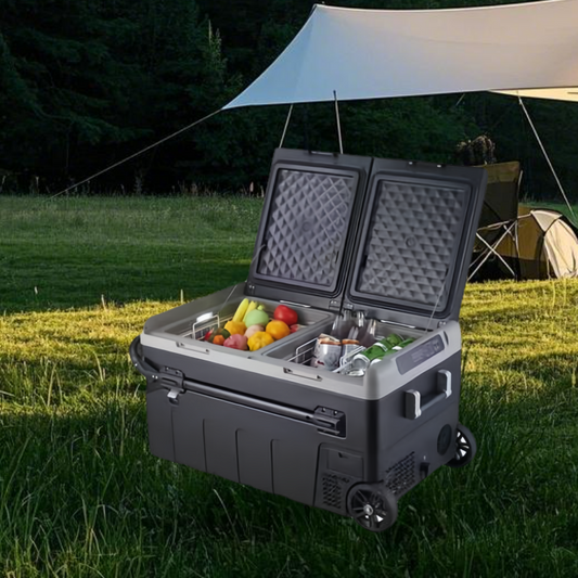 75L 12V Small Car Fridge Refrigerator Portable For Driving Travel Fishing Outdoor And Home Use With AC Adapter