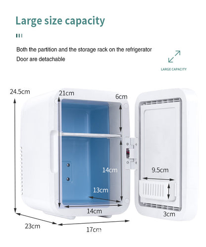 4L Electric Cooler Box Dual-Purpose Hot And Cold Mini Portable Refrigerator For Home And Car  With Mirror Led Light Beauty