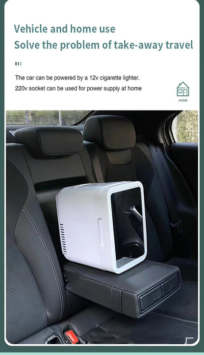 4L Electric Cooler Box Dual-Purpose Hot And Cold Mini Portable Refrigerator For Home And Car  With Mirror Led Light Beauty