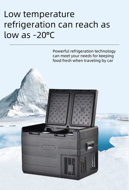 35L Horizontal Large Capacity Portable Refrigerator Temperature Control Digital Display 12v Fridge Freezer Car and Home Dual-use
