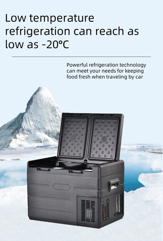 35L Horizontal Large Capacity Portable Refrigerator Temperature Control Digital Display 12v Fridge Freezer Car and Home Dual-use