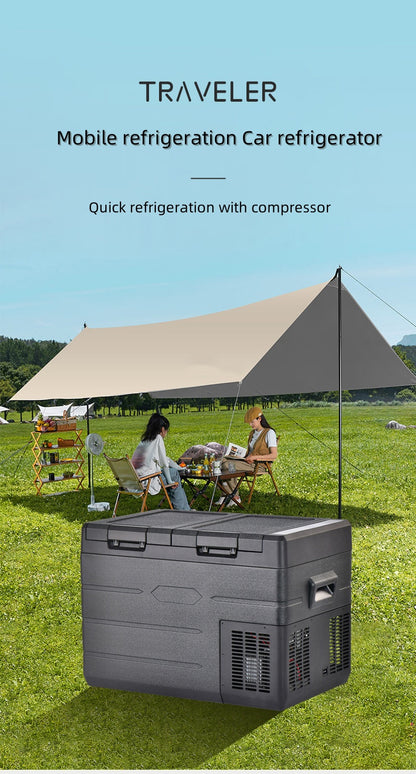 35L Horizontal Large Capacity Portable Refrigerator Temperature Control Digital Display 12v Fridge Freezer Car and Home Dual-use