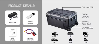 Dropshipping Product Fridge With Wheels Freezer Box Dual Temperature And Dual Control Picnic Camping  Dc 12V/24V AC100-240V 65W