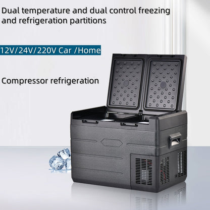 35L Horizontal Large Capacity Portable Refrigerator Temperature Control Digital Display 12v Fridge Freezer Car and Home Dual-use