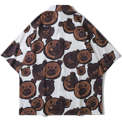 Olang - Bear Full Print Short-sleeved Shirt