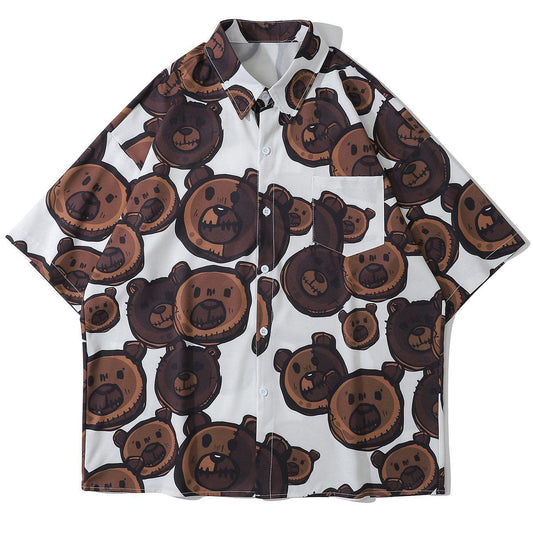 Olang - Bear Full Print Short-sleeved Shirt