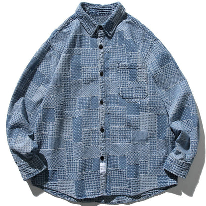 Olang - Bump Check Pattern Long Sleeve Shirt